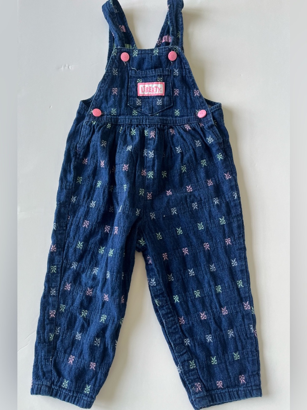Vintage Liberty Navy Embroidered Kids Overalls